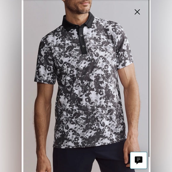 RHONE Golf Sport Polo Sleet Gray Floral Camo - Picture 1 of 3